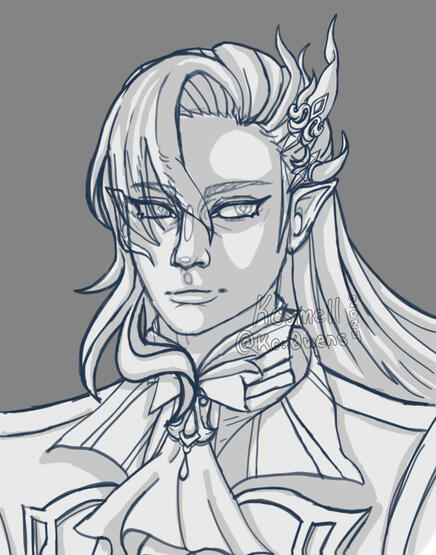 Bust sketch/color illustration with shading