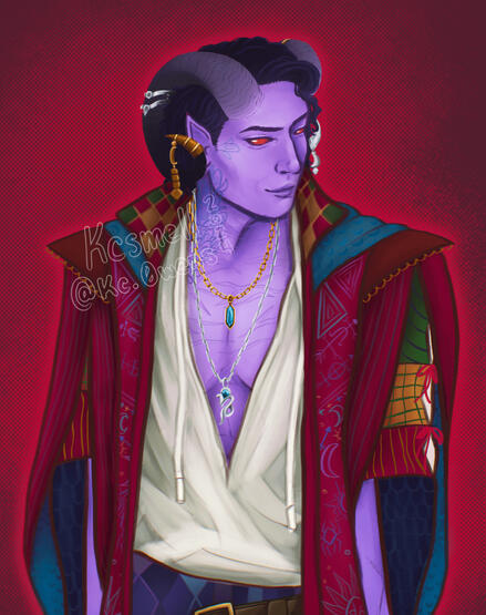 Example of a half body rendered illustration