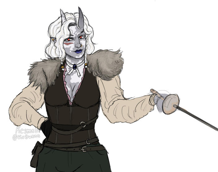 Half body colored illustration