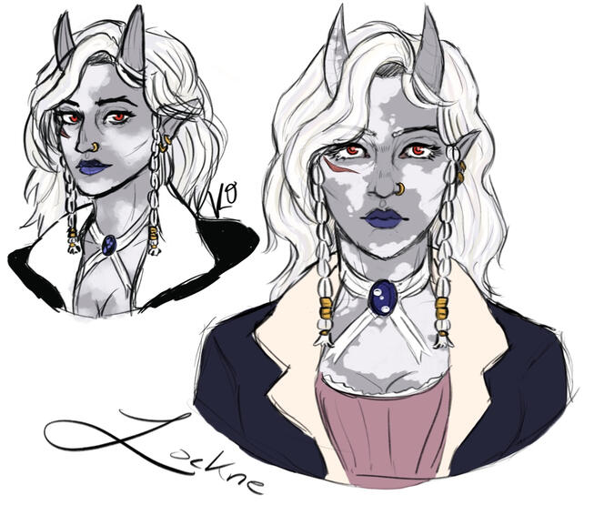 2 Bust colored illustrations